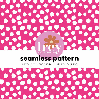 Abstract Dots - White on Hot Pink | Digital Seamless Pattern | PNG, JPG | Instant Download | Commercial Use Included | LRey Digital Designs | Digital Seamless Pattern