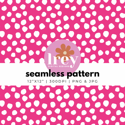 Abstract Dots - White on Hot Pink | Digital Seamless Pattern | PNG, JPG | Instant Download | Commercial Use Included | LRey Digital Designs | Digital Seamless Pattern