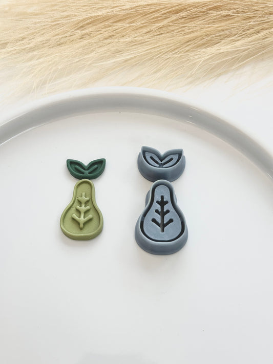Debossed Pear & Leaves | Polymer Clay Cutter