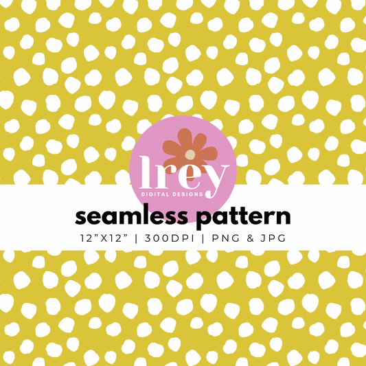 Abstract Dots - White on Sunflower Yellow | Digital Seamless Pattern | PNG, JPG | Instant Download | Commercial Use Included | LRey Digital Designs | Digital Seamless Pattern