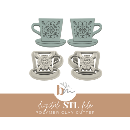 Folk Teacup | Digital STL File | Polymer Clay Tools & Cutters