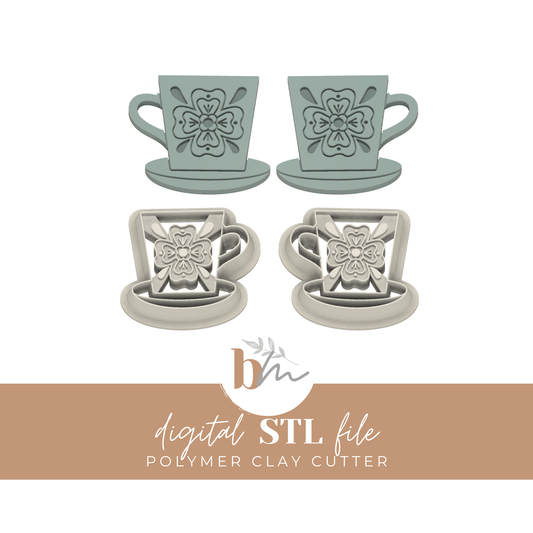 Folk Teacup | Digital STL File | Polymer Clay Tools & Cutters