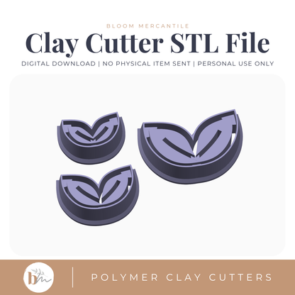 Debossed Leaves - 3 Sizes | Digital STL File | Polymer Clay Tools & Cutters