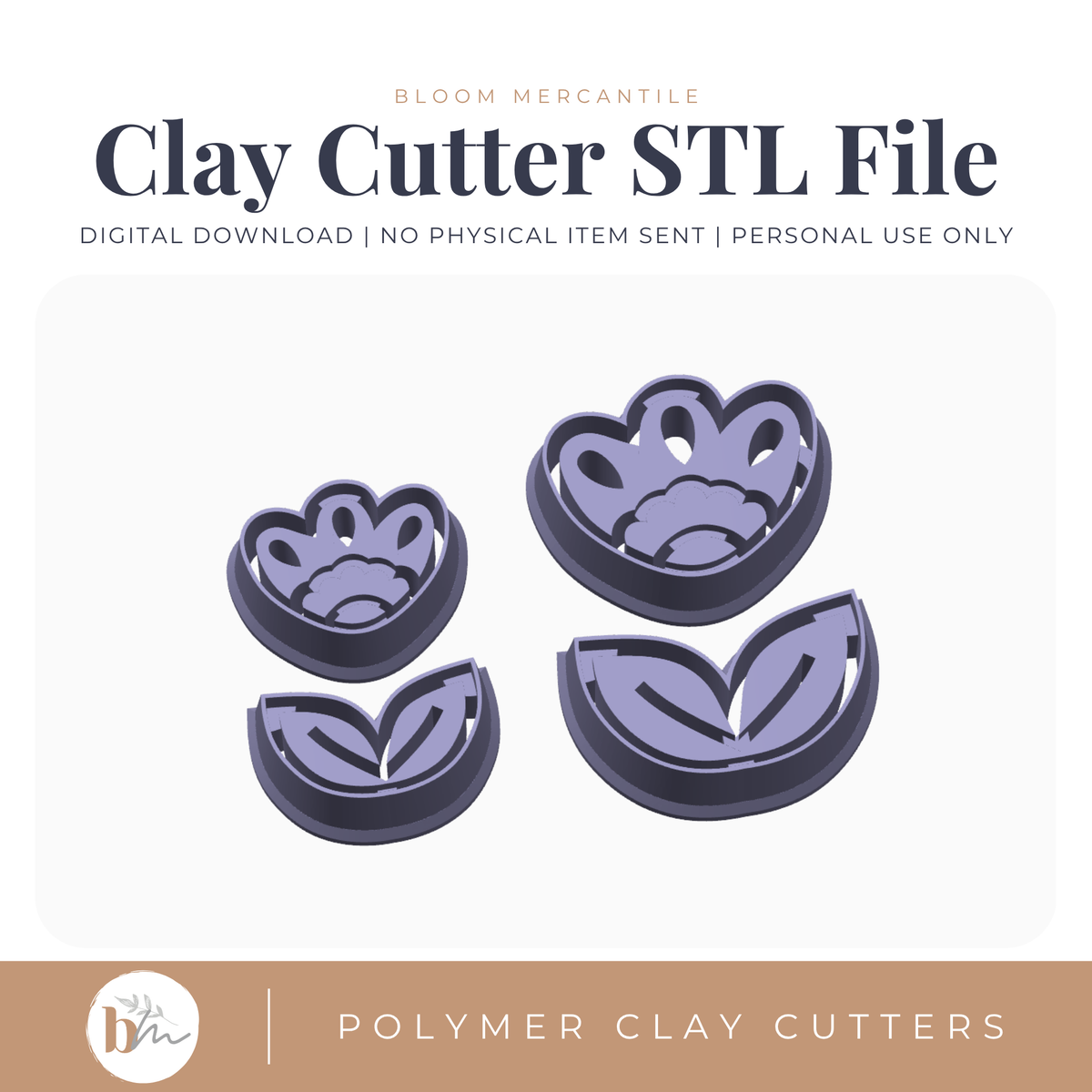 Debossed Tulips and Leaves -2 Sizes | Digital STL File | Polymer Clay Tools & Cutters