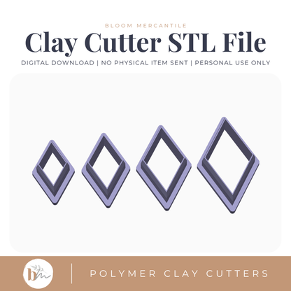 Diamond - 4 Sizes | Digital STL File | Polymer Clay Tools & Cutters
