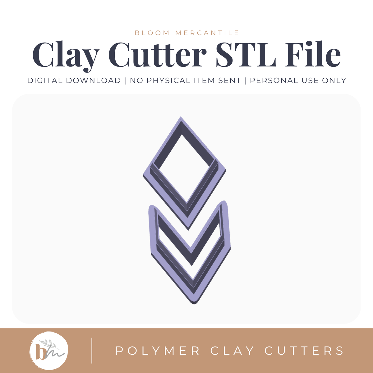 Diamond and Chevron Dangle Set | Digital STL File | Polymer Clay Tools & Cutters