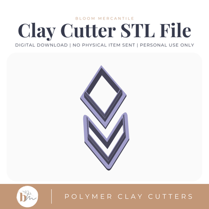 Diamond and Chevron Dangle Set | Digital STL File | Polymer Clay Tools & Cutters