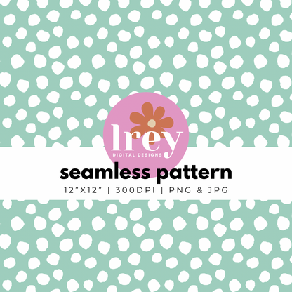 Abstract Dots - White on Mint | Digital Seamless Pattern | PNG, JPG | Instant Download | Commercial Use Included | LRey Digital Designs | Digital Seamless Pattern