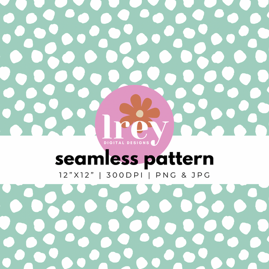 Abstract Dots - White on Mint | Digital Seamless Pattern | PNG, JPG | Instant Download | Commercial Use Included | LRey Digital Designs | Digital Seamless Pattern