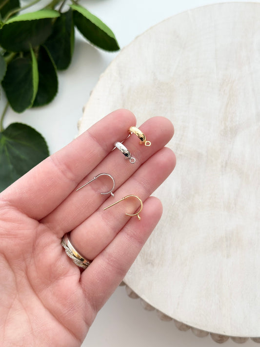 Huggie Hoop Earring Post - Gold or Silver (10pc)