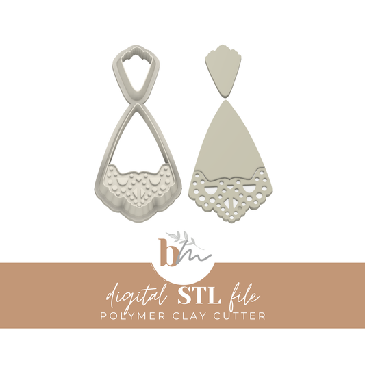 Lace Trim Dangle - 2 Sizes | Digital STL File | Polymer Clay Tools & Cutters
