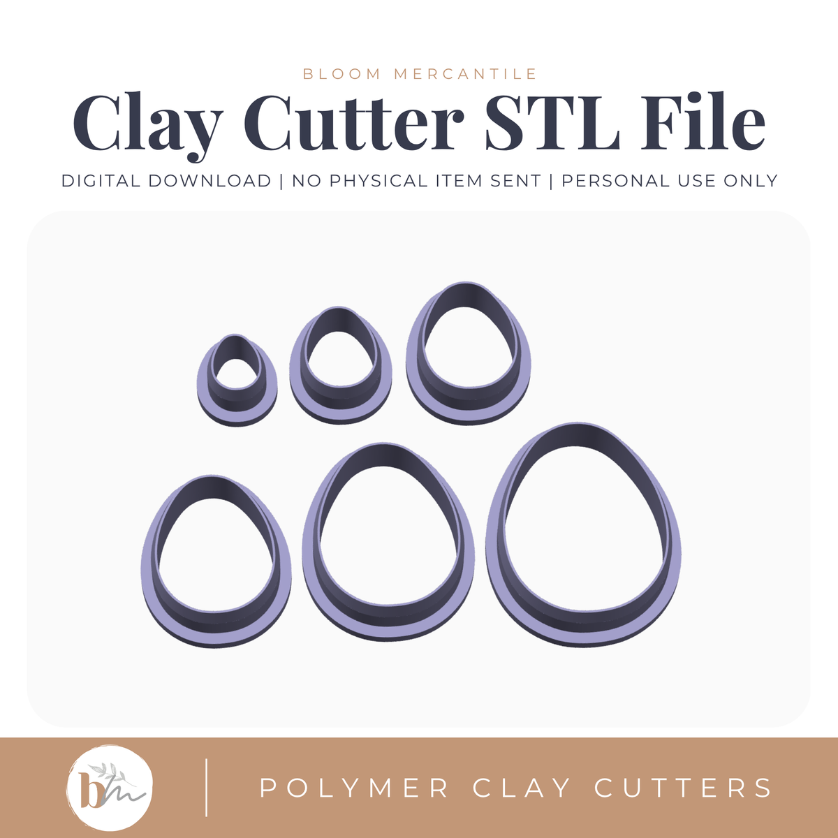 Egg - 6 Sizes | Digital STL File | Polymer Clay Tools & Cutters