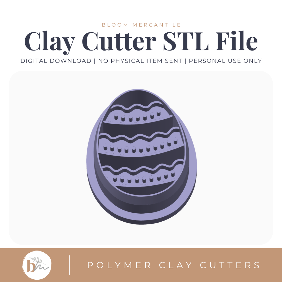 Embossed Easter Egg - 3 Sizes | Digital STL File | Polymer Clay Tools & Cutters