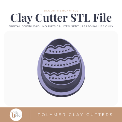 Embossed Easter Egg - 3 Sizes | Digital STL File | Polymer Clay Tools & Cutters