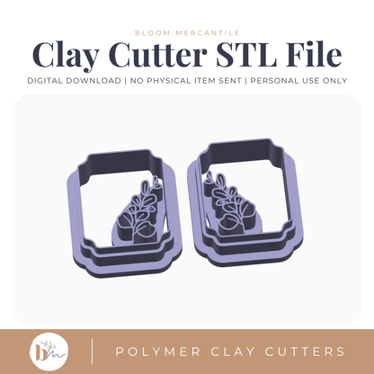 Embossed Floral Rectangle Mirror Set | Digital STL File | Polymer Clay Tools & Cutters