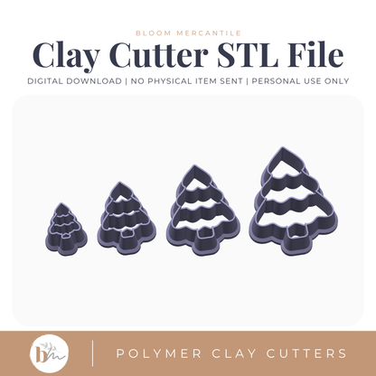 Embossed Flowy Tree - 4 Sizes | Digital STL File | Polymer Clay Tools & Cutters