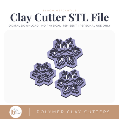 Embossed Snowflake | Digital STL File | Polymer Clay Tools & Cutters