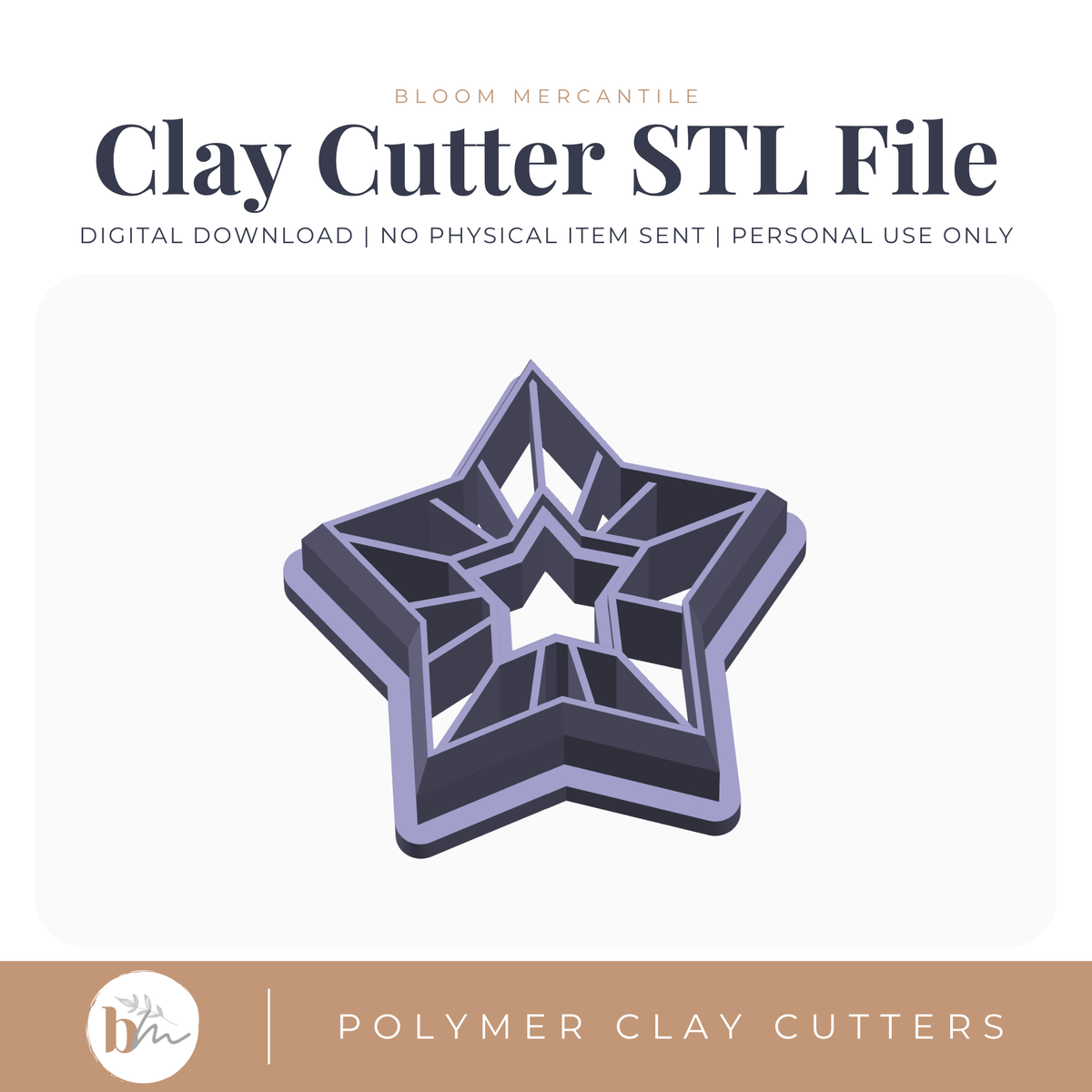 Embossed Star | Digital STL File | Polymer Clay Tools & Cutters