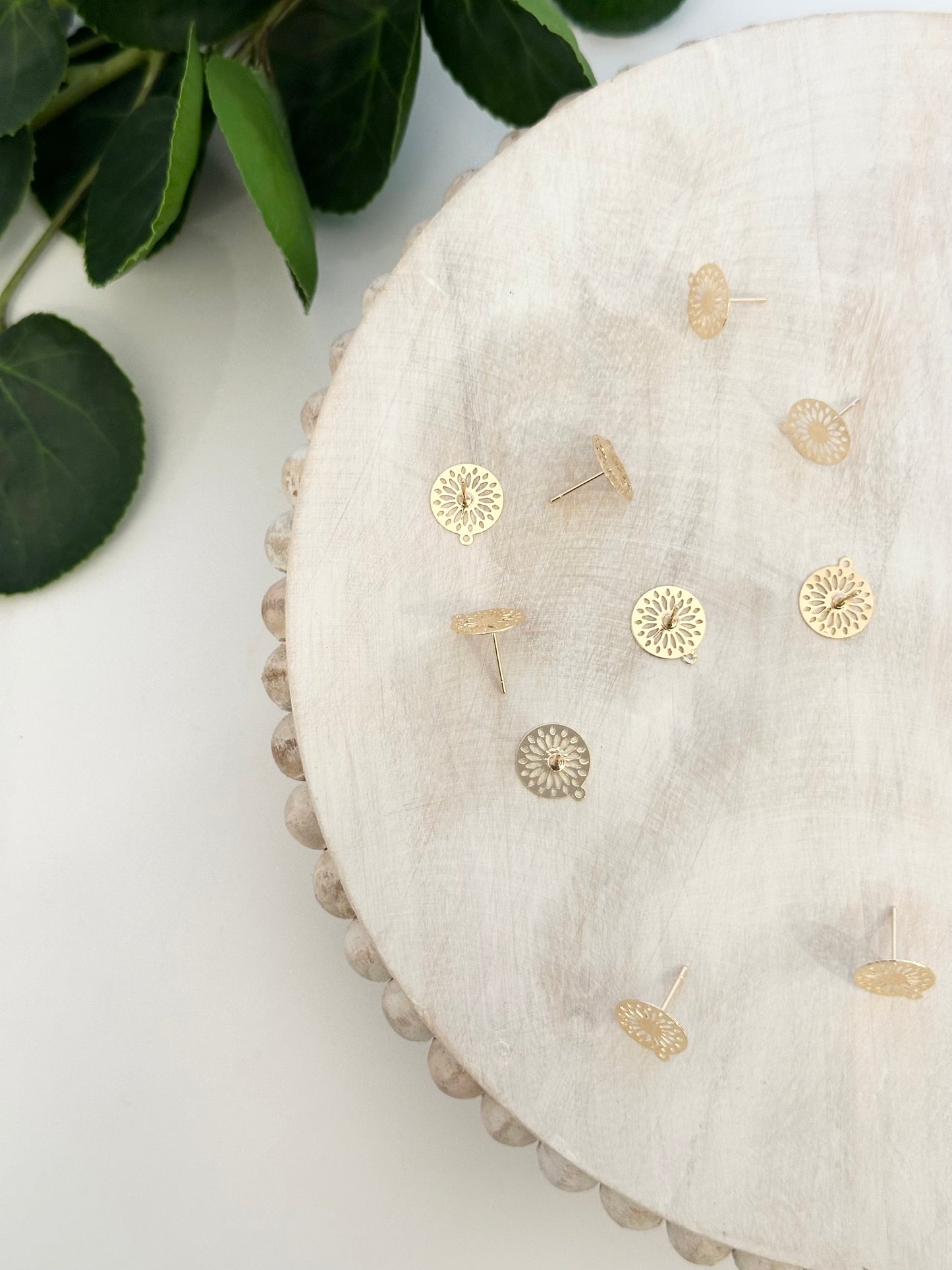 Filigree Circle Earring Post - Gold (10pc)