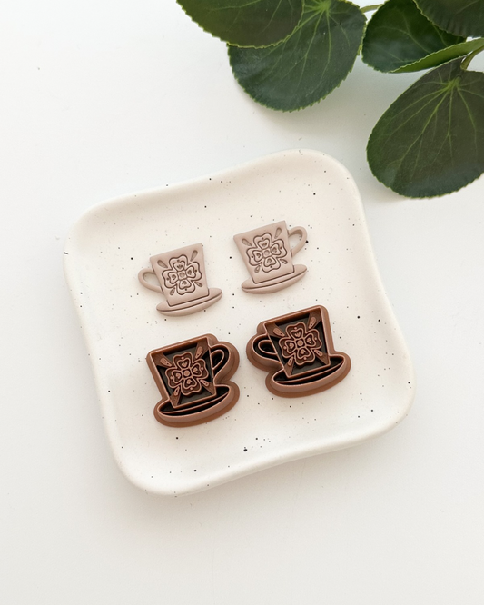 Folk Teacup (Mirror Set) | Polymer Clay Cutter