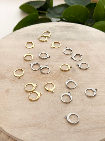 Huggie Leverback Earring Post - Gold or Silver (10pc)
