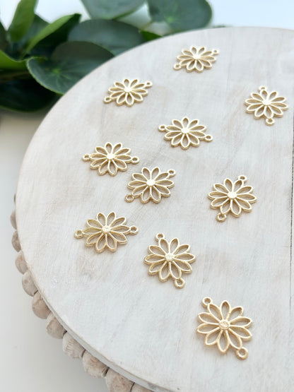 Daisy Flower Connector Charm - Gold or Silver (10pc)