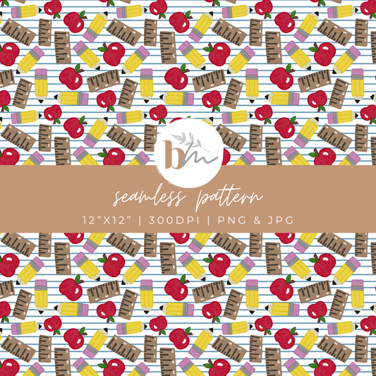 School Stuff | Digital Seamless Pattern