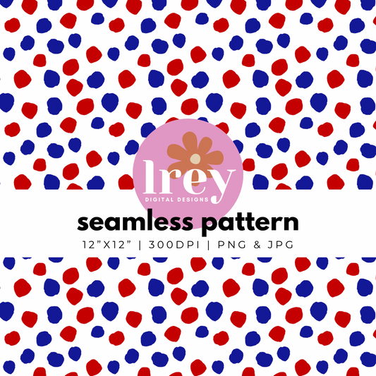 Colorful Abstract Dots - Patriotic - Red, White & Blue | Digital Seamless Pattern | PNG, JPG | Instant Download | Commercial Use Included | LRey Digital Designs | Digital Seamless Pattern