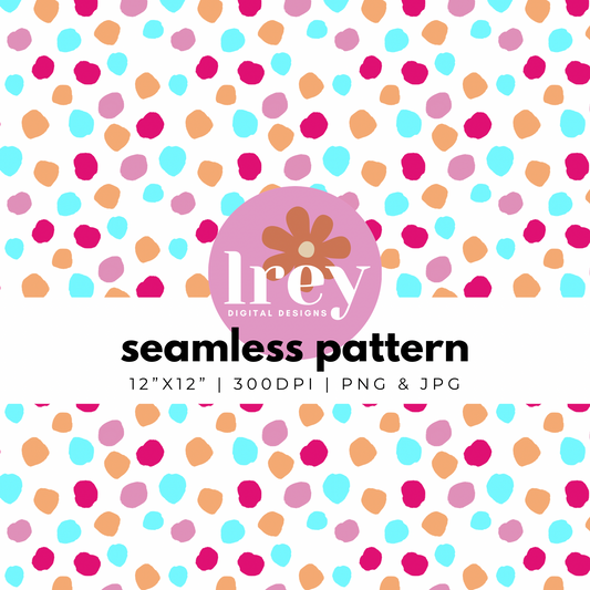 Colorful Abstract Dots - Pink, Purple, Turqouise, Orange | Digital Seamless Pattern | PNG, JPG | Instant Download | Commercial Use Included | LRey Digital Designs | Digital Seamless Pattern