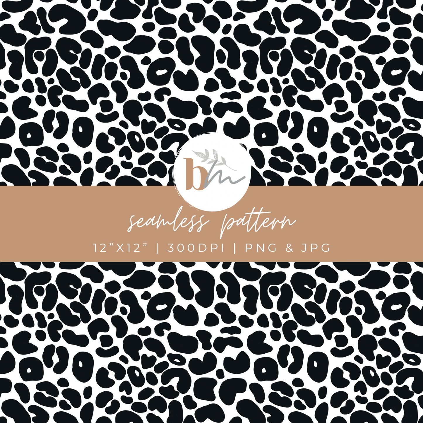 Leopard Print - Black and White | Digital Seamless Pattern