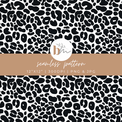 Leopard Print - Black and White | Digital Seamless Pattern