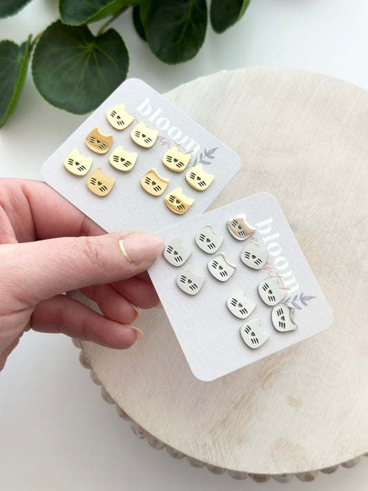 Cat Face with Whiskers | Add-On Stud Packs (5 pair)