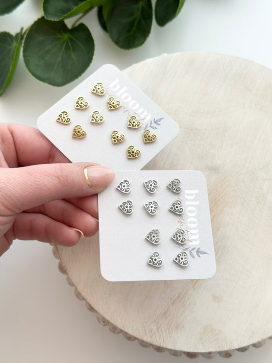 Filigree Hearts | Add-On Stud Packs (5 pair)