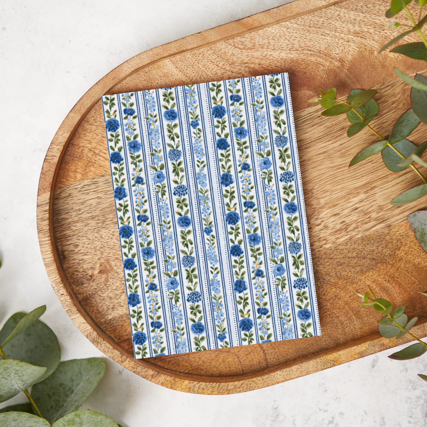 Blue Floral Stripes | T0824 | Image Transfer Paper