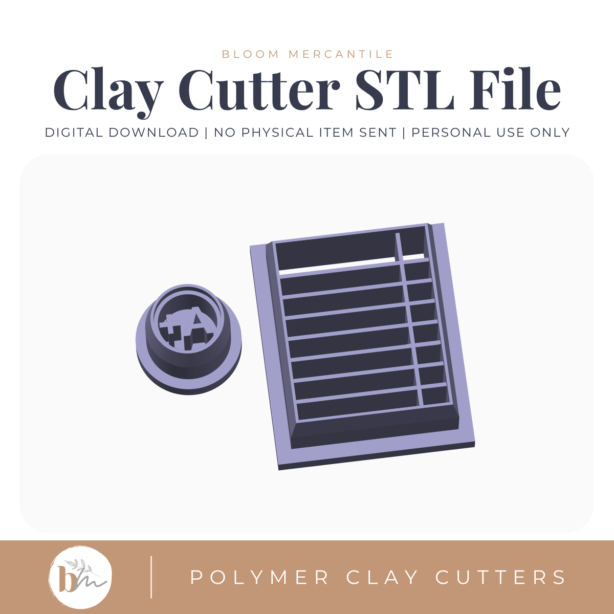 Notebook Paper and A+ Stamp Set | Digital STL File | Polymer Clay Tools & Cutters