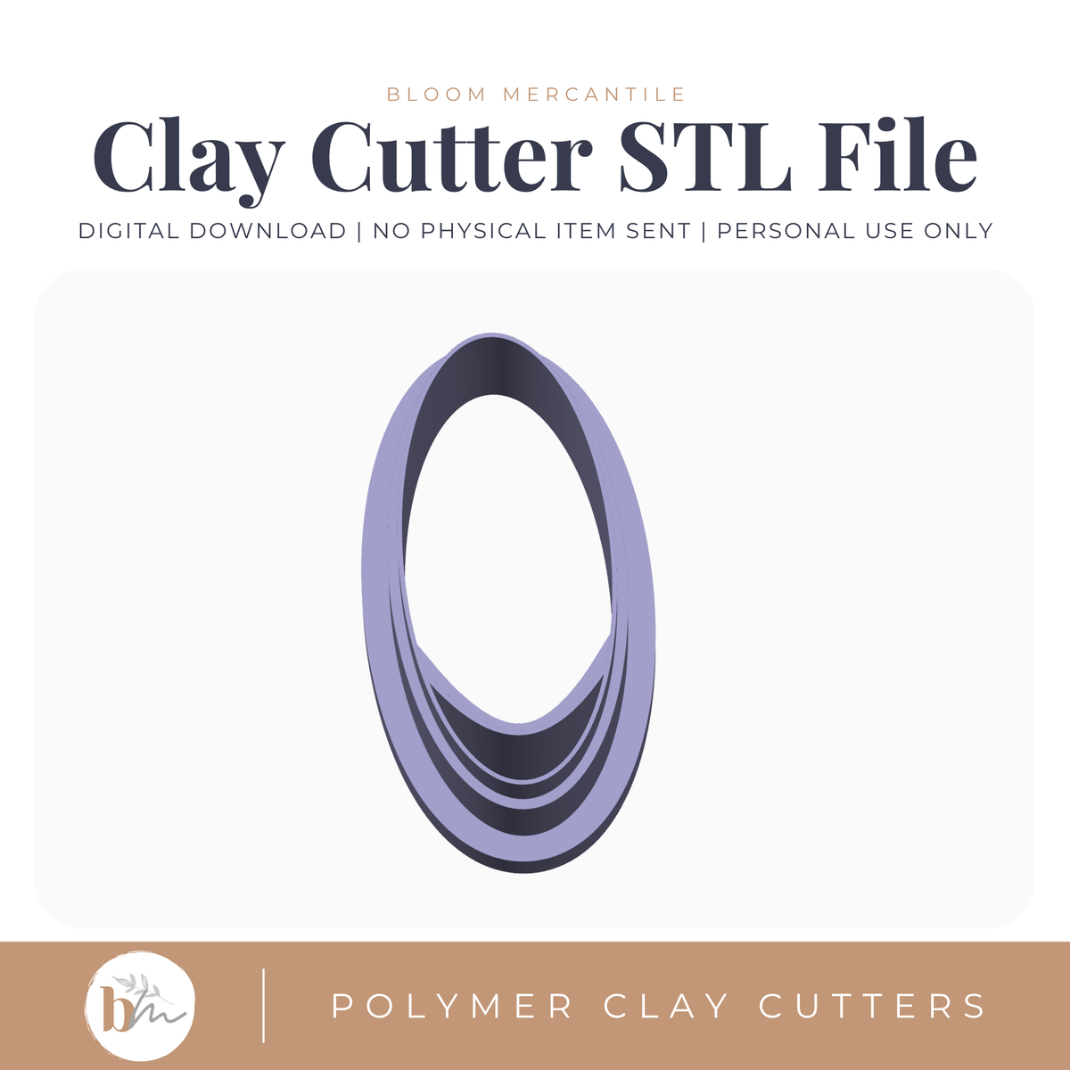 Embossed Skinny Oval | Digital STL File | Polymer Clay Tools & Cutters