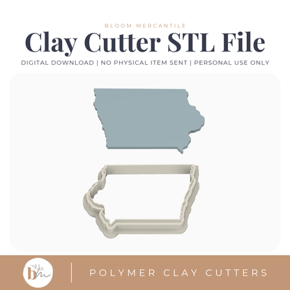 Iowa State Silhouette - 4 Sizes digital STL polymer clay cutter