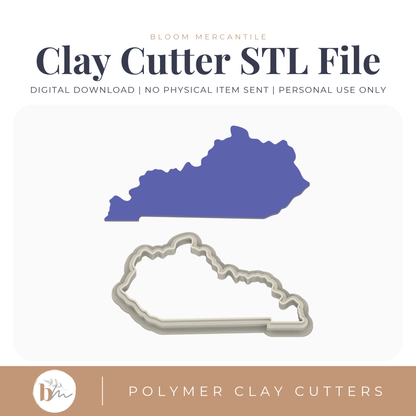 Kentucky State Silhouette - 4 Sizes digital STL polymer clay cutter