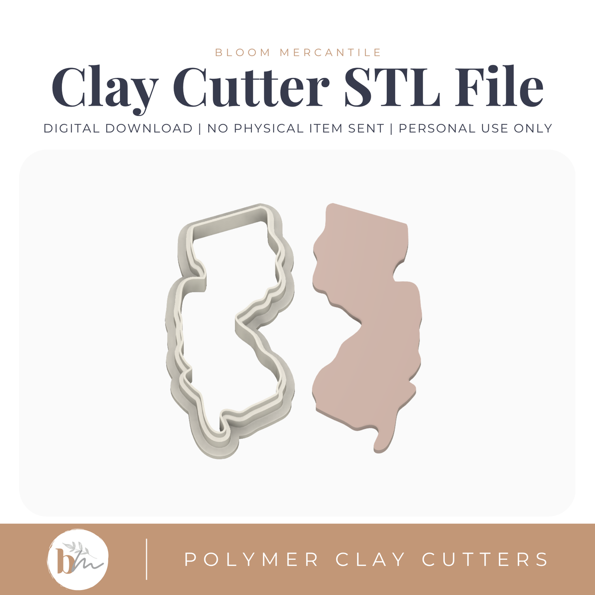 New Jersey State Silhouette - 4 Sizes STL cutter