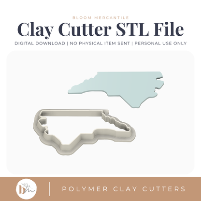 North Carolina State Silhouette - 4 Sizes STL cutter