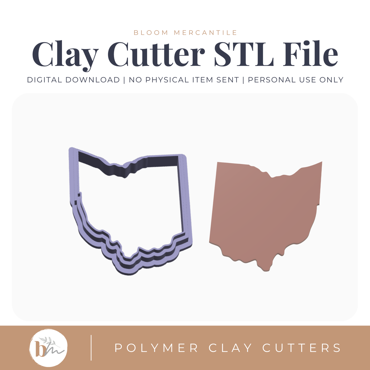 Ohio State Silhouette - 4 Sizes STL polymer clay cutter digital file