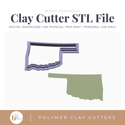 Oklahoma State Silhouette - 4 Sizes STL polymer clay cutter digital file