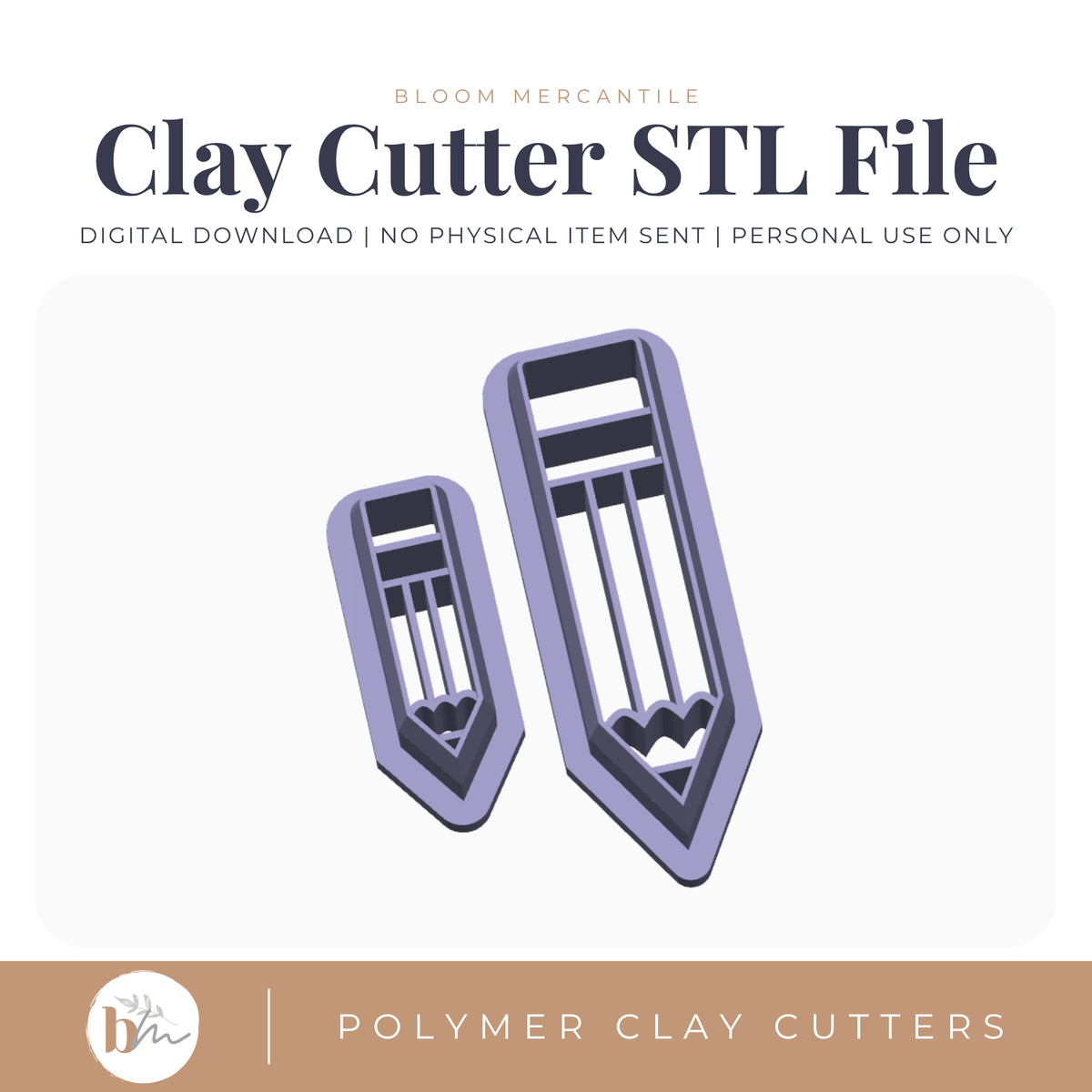 Number 2 Pencils - 2 Sizes STL polymer clay cutter digital file