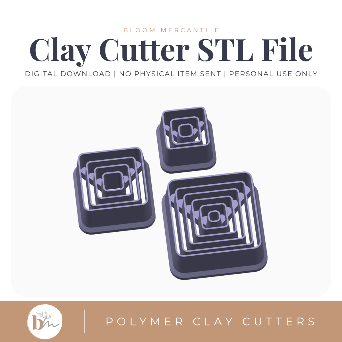 Extruded Square - 3 Sizes STL file