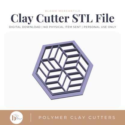 Geometric Embossed Hexagon STL cutter preview