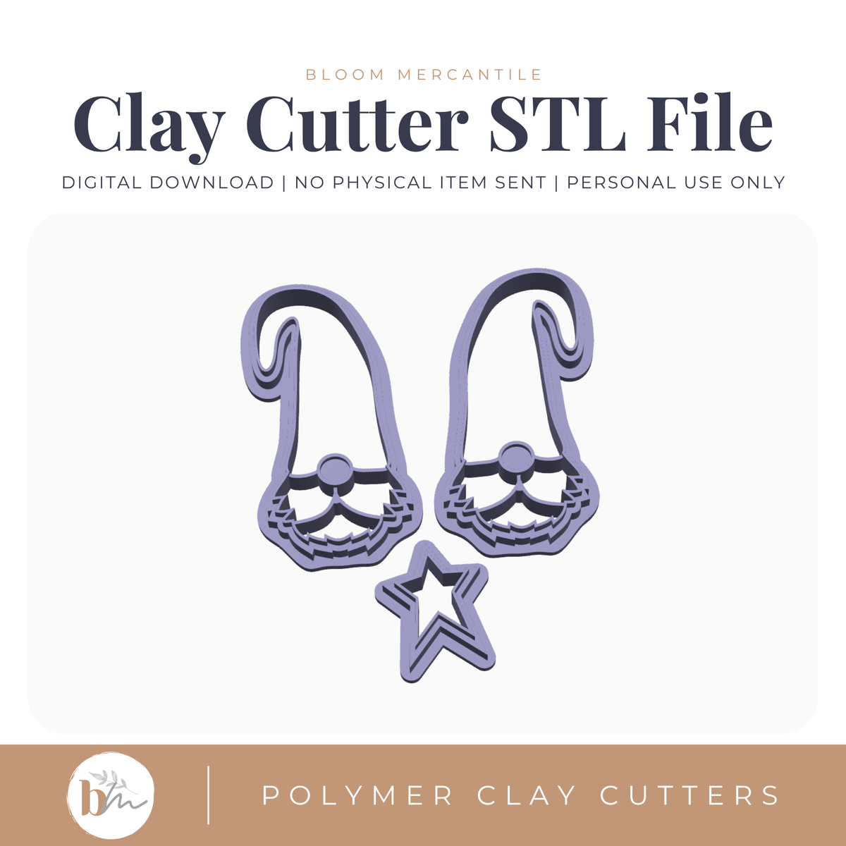 Gnome Mirror Set with Star Dangle STL cutter preview