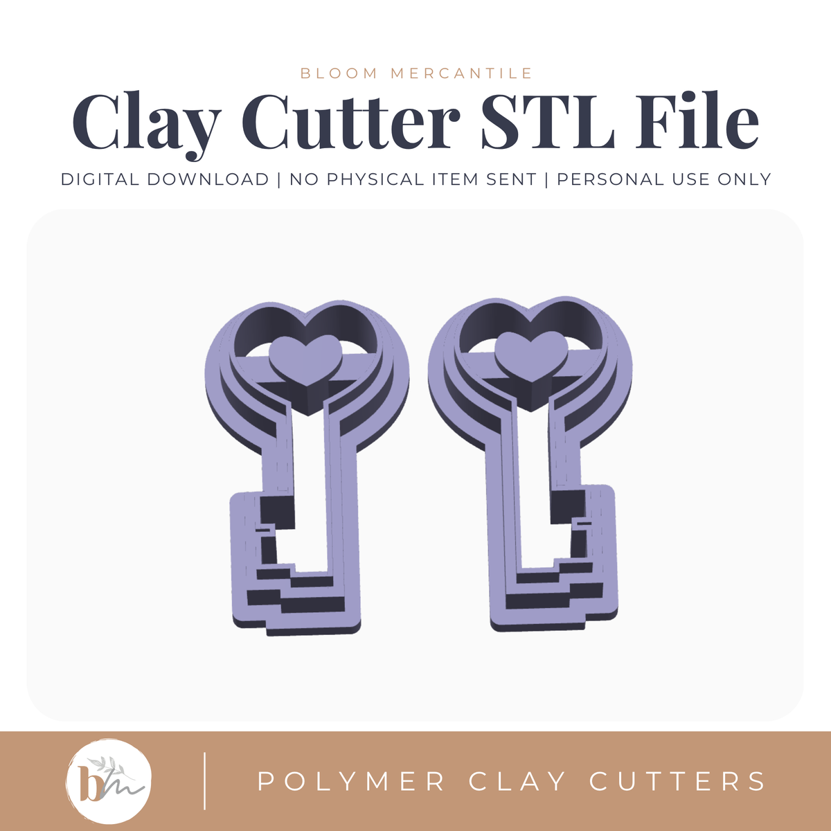 Heart Key Mirror Set STL cutter