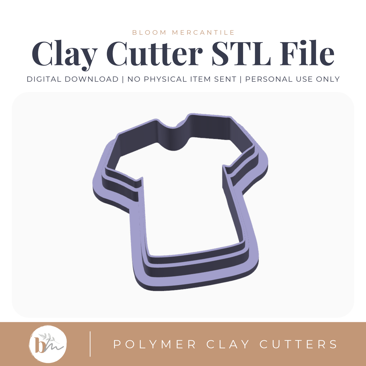 Sports Jersey digital STL polymer clay cutter
