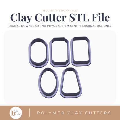 Large Basic Shape Dangles - 5 Designs digital STL polymer clay cutter