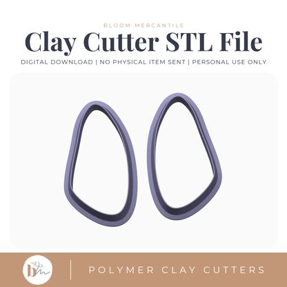 Long Organic Pebble Mirror Set digital STL polymer clay cutter